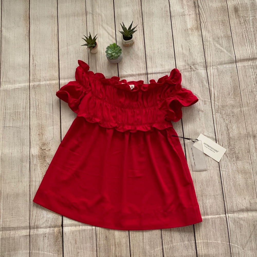 NWT Red ruffly blouse by Coverstitched